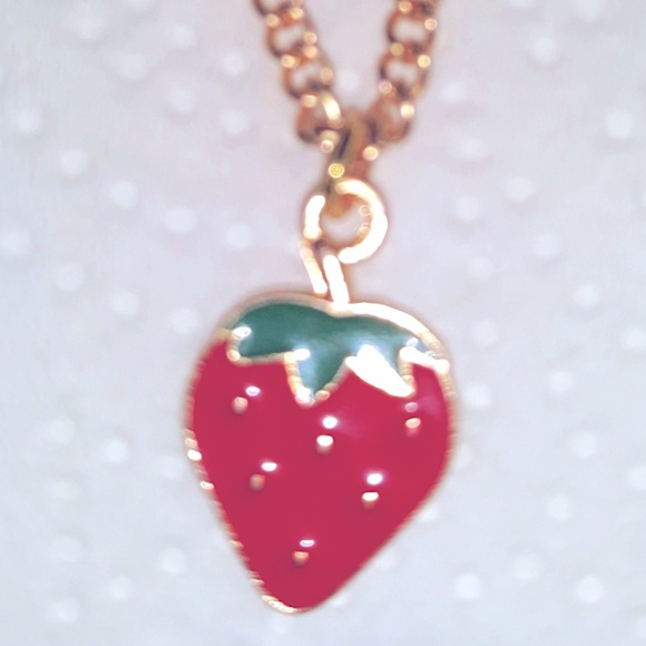 Strawberry Field Necklace 18-22" Chain Lobster Clasp Feminine Dainty Cute NEW - Picture 2 of 8